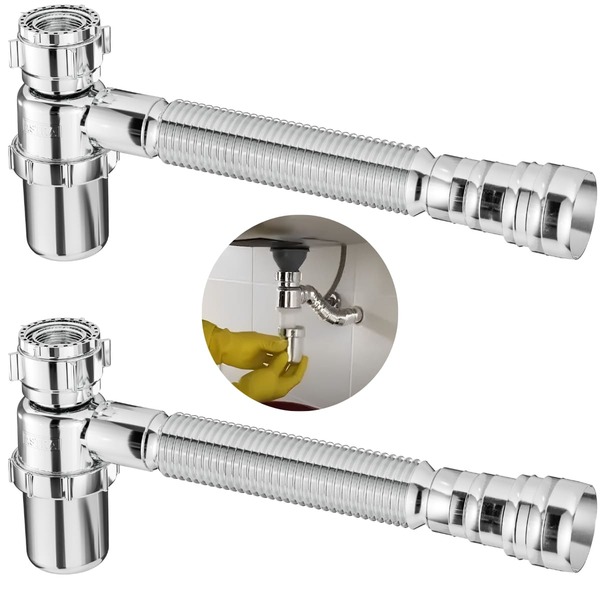 Sifão Sanfonado Com Copo 49cm Cromado | Astra | Kit C/ 2 Un